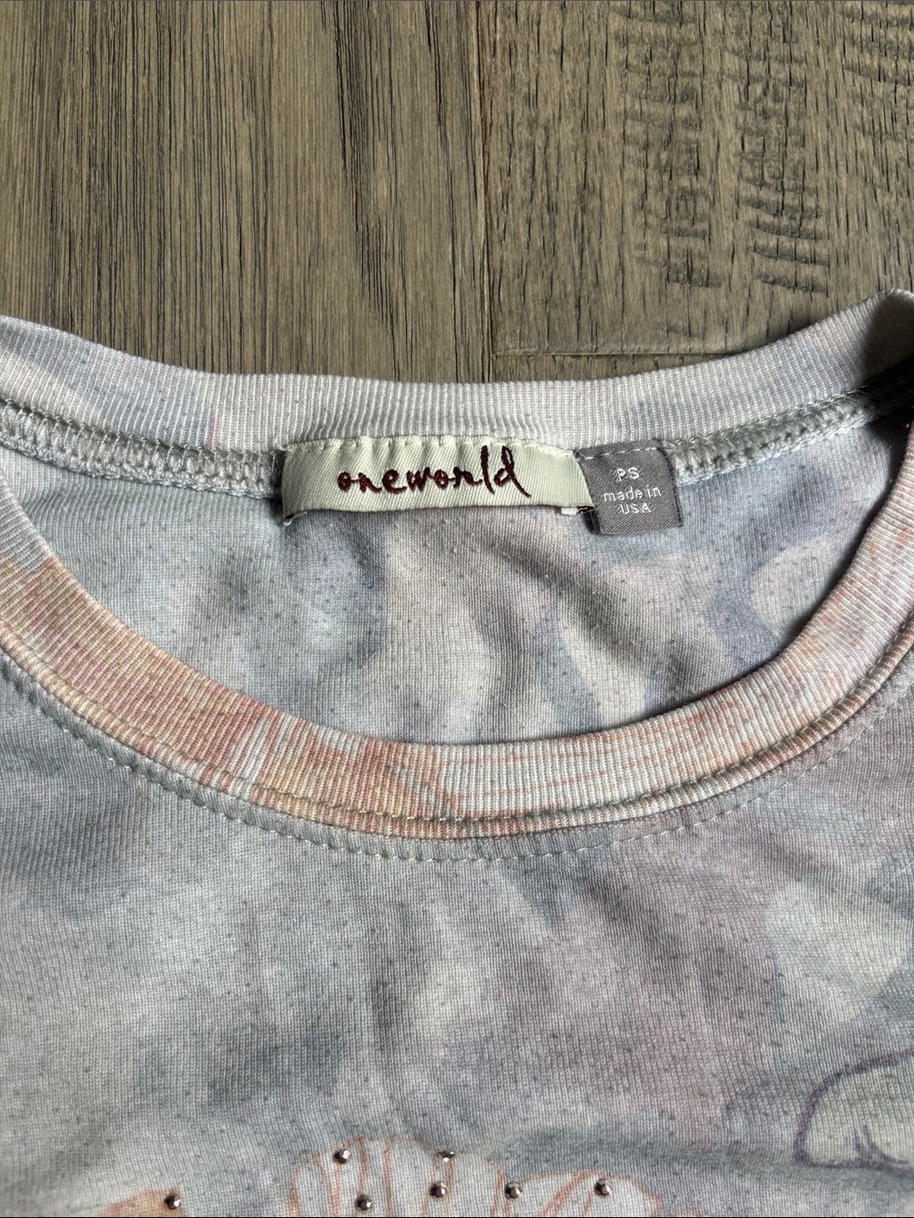 One World | Vintage Y2K Pastel Floral Long-Sleeve Top in Pink & Lavender - Picture 6 of 11